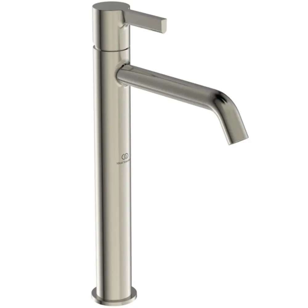Waschtischarmatur in Silver Storm von Ideal Standard, mit einem vertikalen Design und einem Auslauf von 170 mm, ohne Ablassgarnitur.